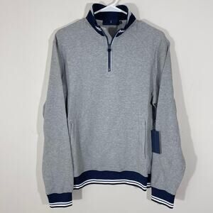 Extracurricular Mac 1/4 Zip Golf Sweater Mens Medium Heather Gray Blue Striped